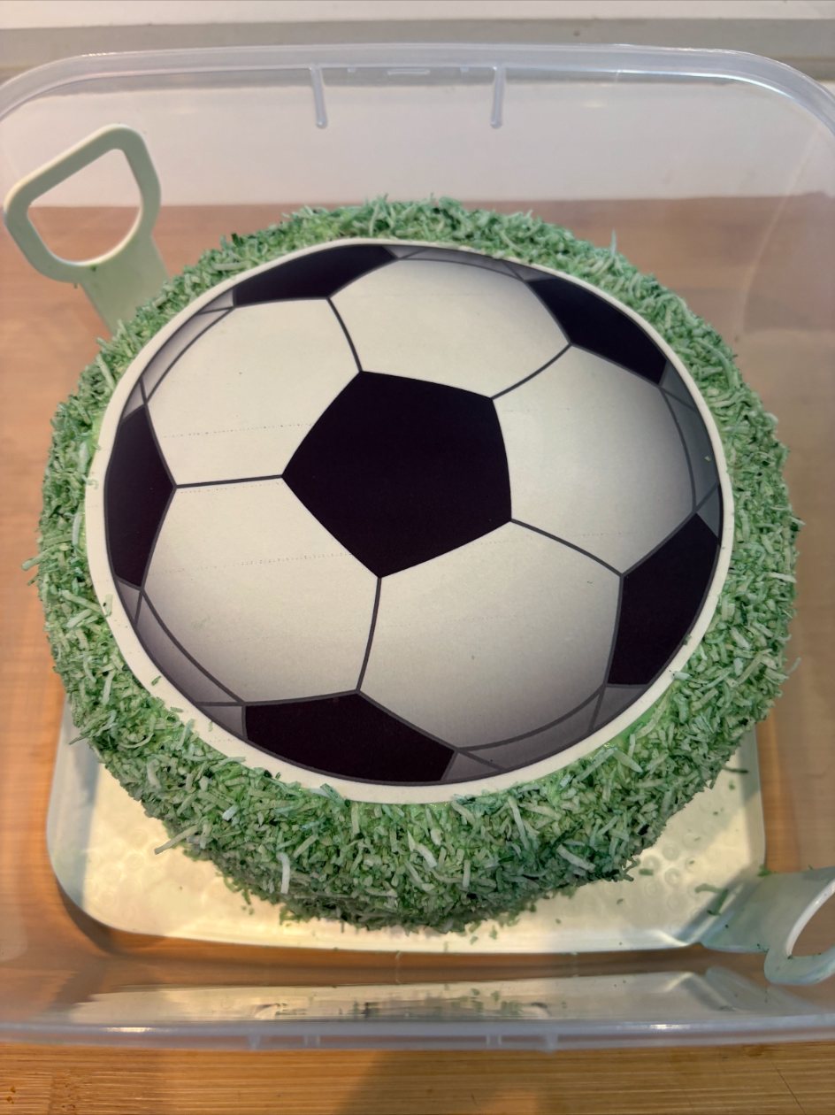 Soccer themed birthday cake